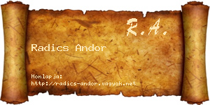 Radics Andor névjegykártya
